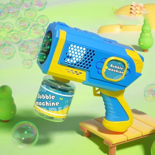 Bubble gun with bubble water attached