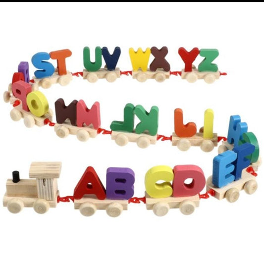 Wooden kids number/letter train