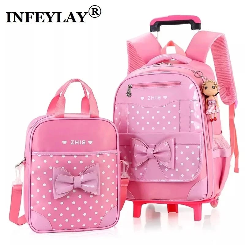 2in1 3D Children Trolley School Backpack (Detachable)