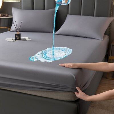 Waterproof Fitted sheet/Bamboo Mattress protector Bed cover with elastic Band Terry Cloth Hypoallergenic