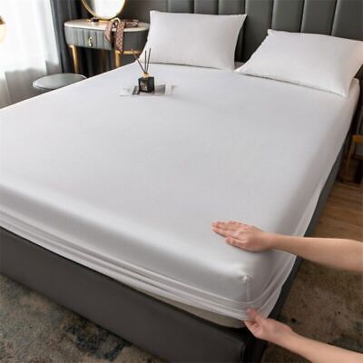 Waterproof Fitted sheet/Bamboo Mattress protector Bed cover with elastic Band Terry Cloth Hypoallergenic